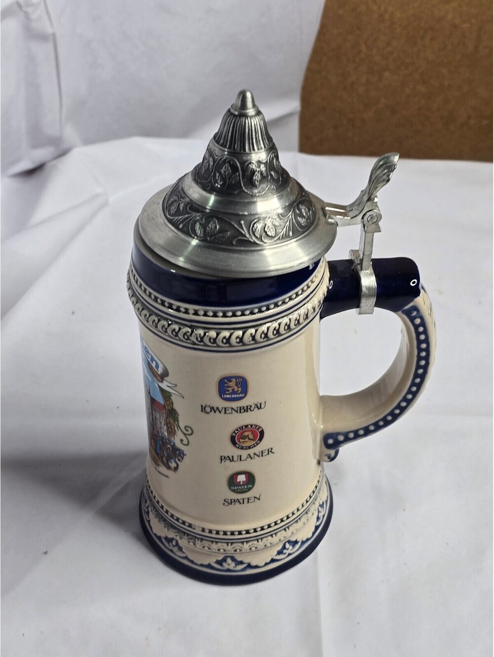 Vintage Domex German München 10" Beer Stein - 95% Zinn Pewter Lid